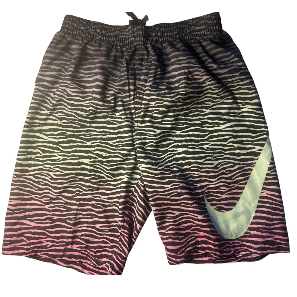 Nike Swim Trunks Zebra Print Gradient Boys Size XL Black Pink Green NESSE802-338